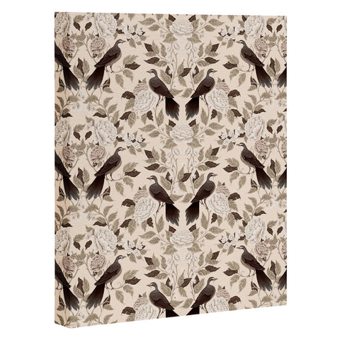 Avenie Neutral Bird Damask Art Canvas