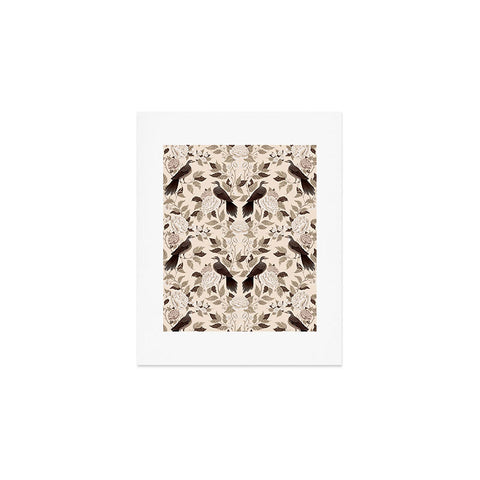 Avenie Neutral Bird Damask Art Print