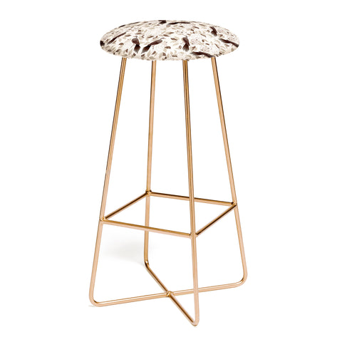 Avenie Neutral Bird Damask Bar Stool