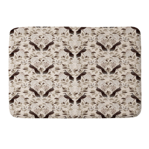 Avenie Neutral Bird Damask Memory Foam Bath Mat