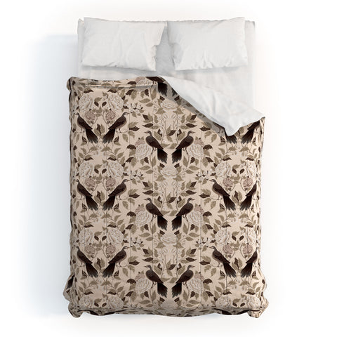 Avenie Neutral Bird Damask Comforter