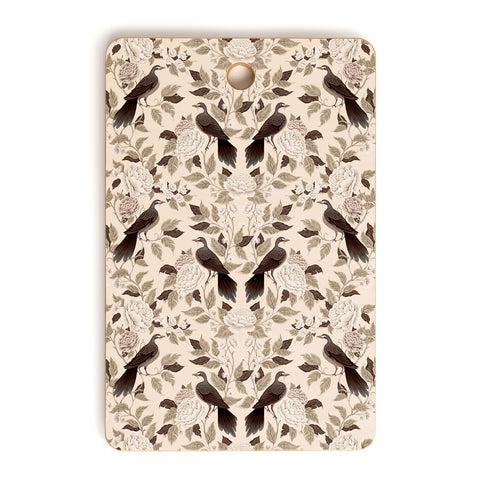 Avenie Neutral Bird Damask Cutting Board Rectangle