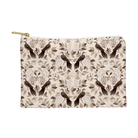 Avenie Neutral Bird Damask Pouch
