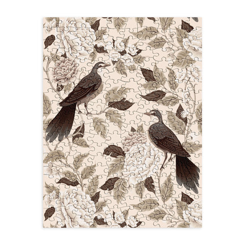 Avenie Neutral Bird Damask Puzzle