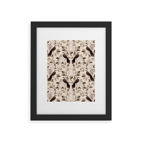 Avenie Neutral Bird Damask Framed Art Print
