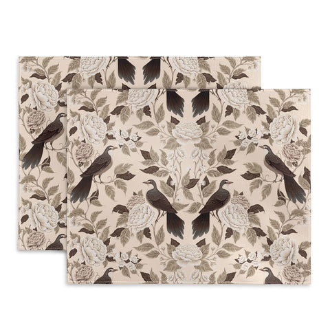 Avenie Neutral Bird Damask Placemat