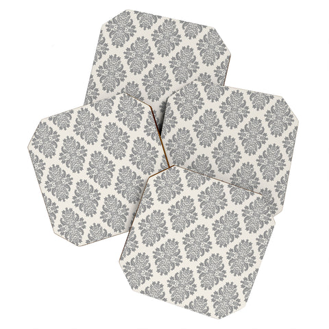 Avenie Neutral Damask Flourish Coaster Set