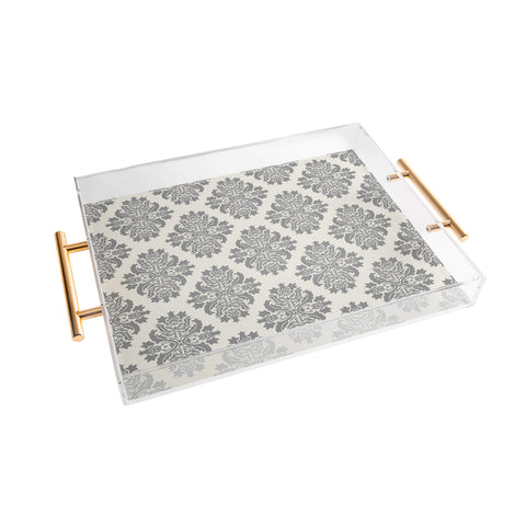 Avenie Neutral Damask Flourish Acrylic Tray