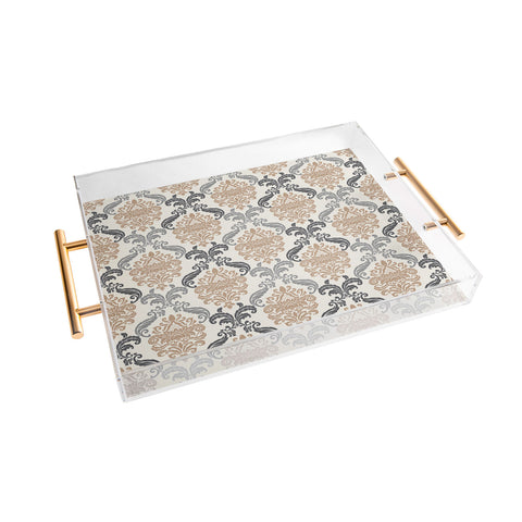 Avenie Neutral Floral Damask Acrylic Tray
