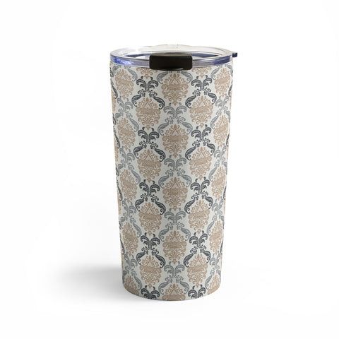 Avenie Neutral Floral Damask Travel Mug