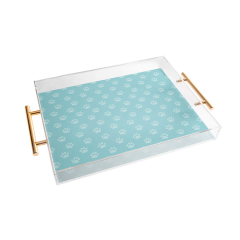 Avenie Paw Print Pattern Blue Acrylic Tray