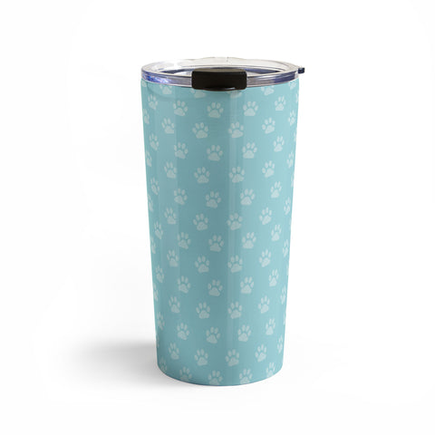 Avenie Paw Print Pattern Blue Travel Mug