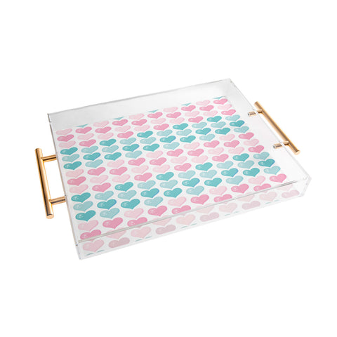 Avenie Pink and Blue Hearts Acrylic Tray