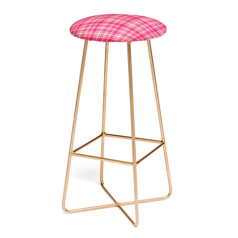 Avenie Pink Plaid Bar Stool