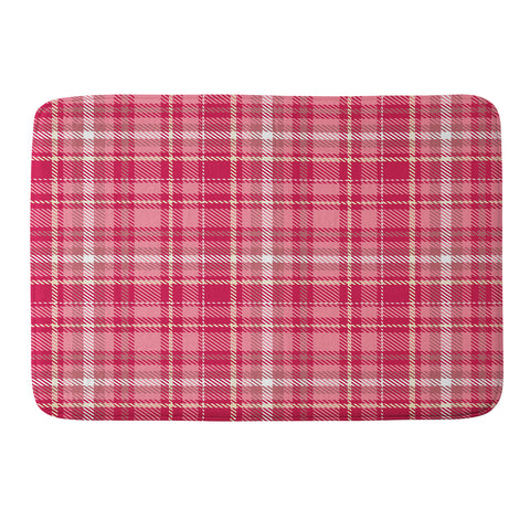 Avenie Pink Plaid Memory Foam Bath Mat