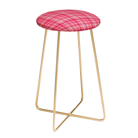 Avenie Pink Plaid Counter Stool