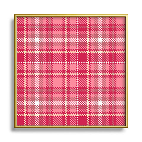 Avenie Pink Plaid Square Metal Framed Art Print