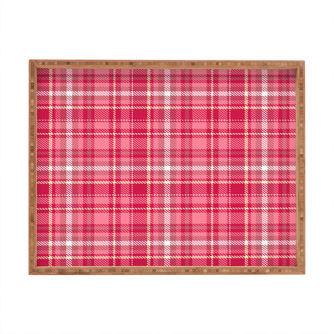 Avenie Pink Plaid Rectangular Tray