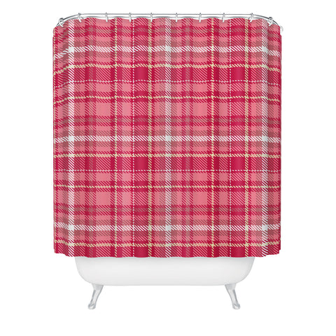 Avenie Pink Plaid Shower Curtain