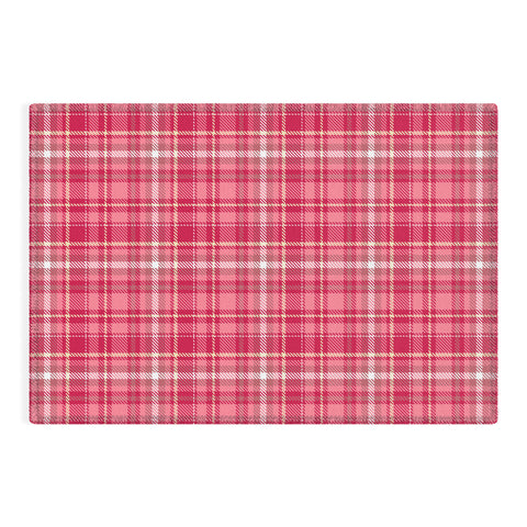 Avenie Pink Plaid Outdoor Rug