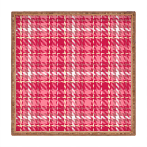 Avenie Pink Plaid Square Tray