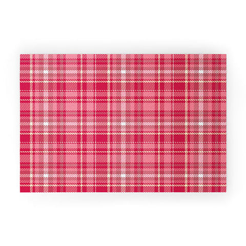 Avenie Pink Plaid Welcome Mat