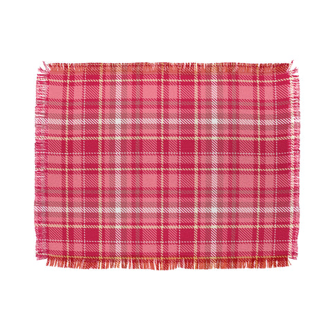 Avenie Pink Plaid Throw Blanket