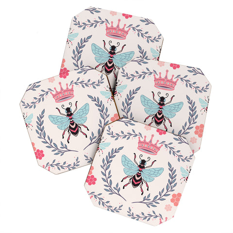 Avenie Queen Bee Coral Coaster Set
