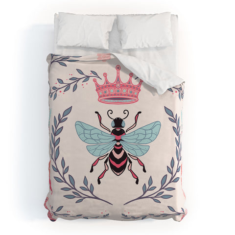 Avenie Queen Bee Coral Duvet Cover