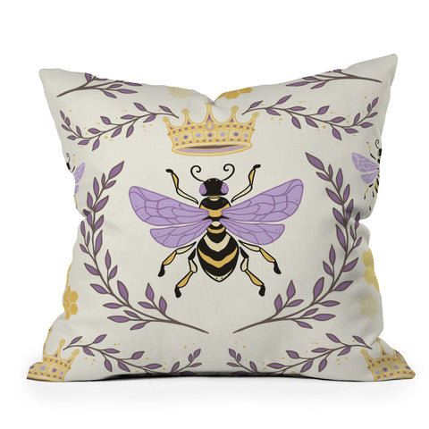 Avenie Queen Bee Lavender Outdoor Throw Pillow