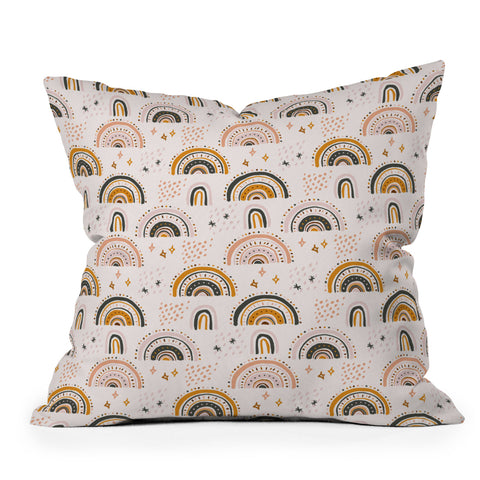 Avenie Rainy Day Rainbow Pattern Outdoor Throw Pillow