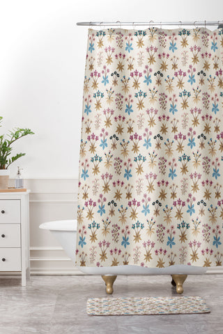 Avenie Romantic Botanica II Shower Curtain And Mat
