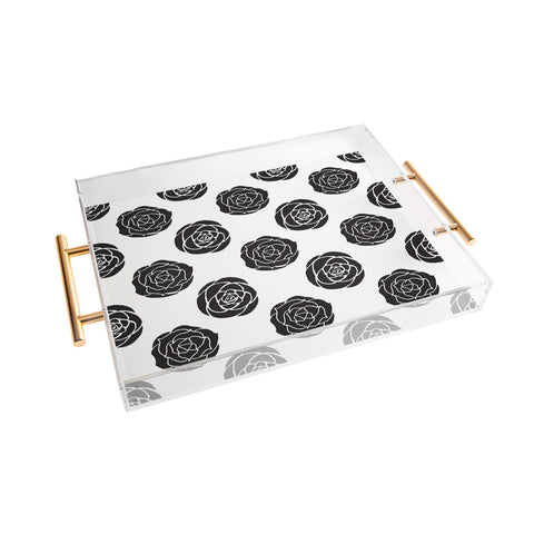 Avenie Roses Black and White Acrylic Tray