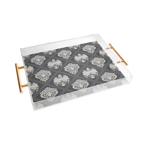 Avenie Royal Damask Grey Acrylic Tray