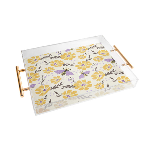 Avenie Spring Bees Lavender Acrylic Tray
