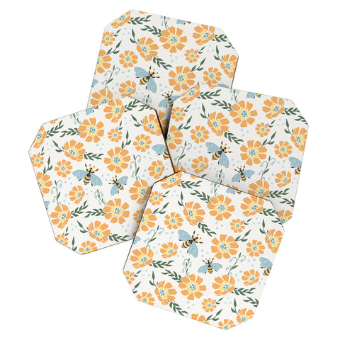 Avenie Spring Bees Orange Coaster Set