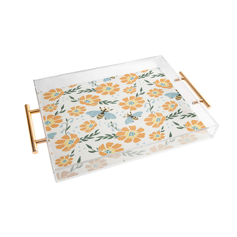 Avenie Spring Bees Orange Acrylic Tray