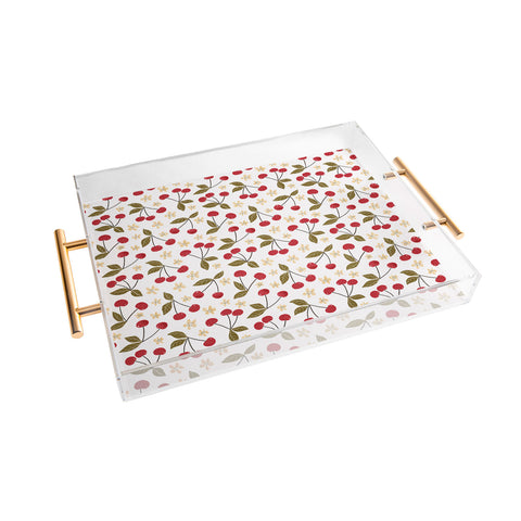 Avenie Spring Garden Cherries Acrylic Tray