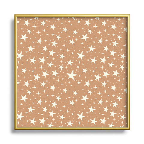 Avenie Stars In Neutral Square Metal Framed Art Print