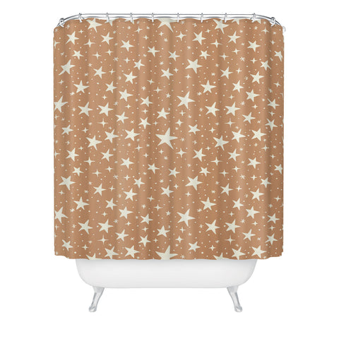 Avenie Stars In Neutral Shower Curtain