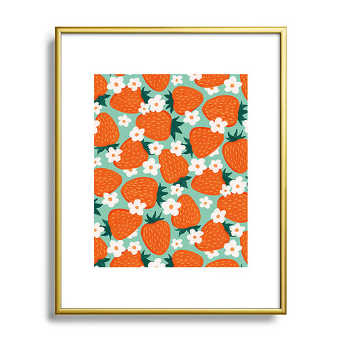 Avenie Strawberry Summer Metal Framed Art Print