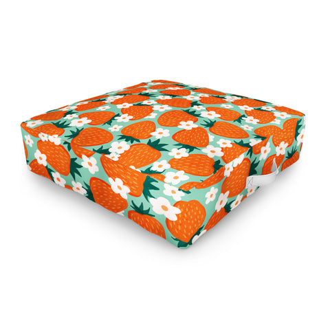 Avenie Strawberry Summer Outdoor Floor Cushion