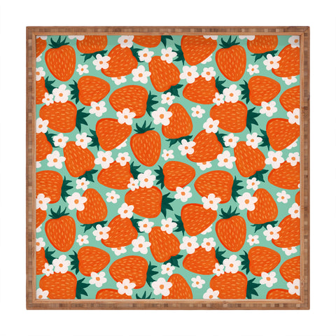 Avenie Strawberry Summer Square Tray