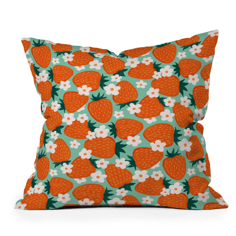 Avenie Strawberry Summer Outdoor Throw Pillow
