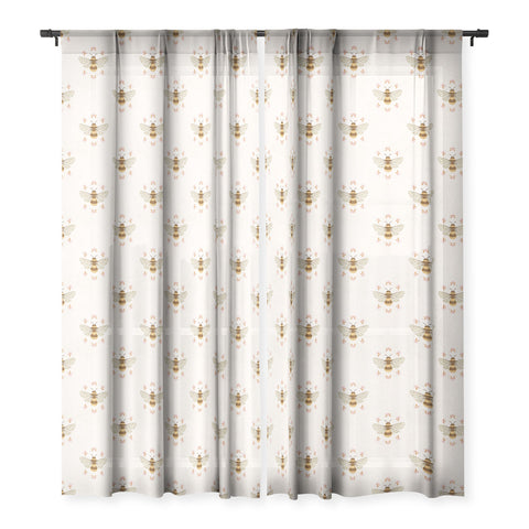 Avenie Sweet Spring Bees Sheer Window Curtain