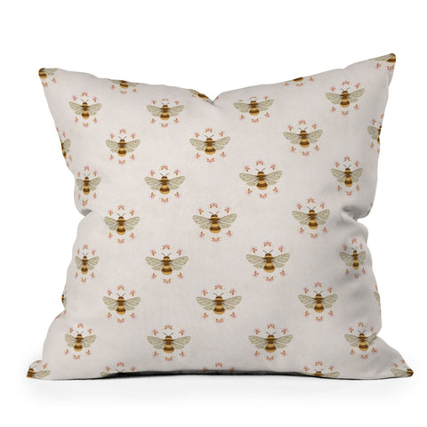 Avenie Sweet Spring Bees Outdoor Throw Pillow