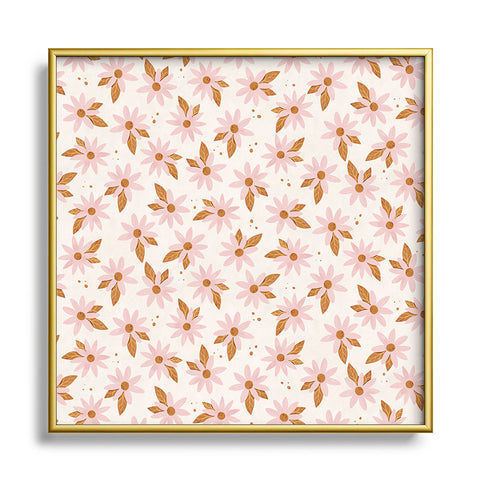 Avenie Sweet Spring Daisies Square Metal Framed Art Print