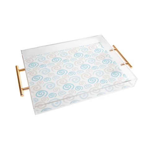 Avenie Swirl Pattern Blue and Gray Acrylic Tray