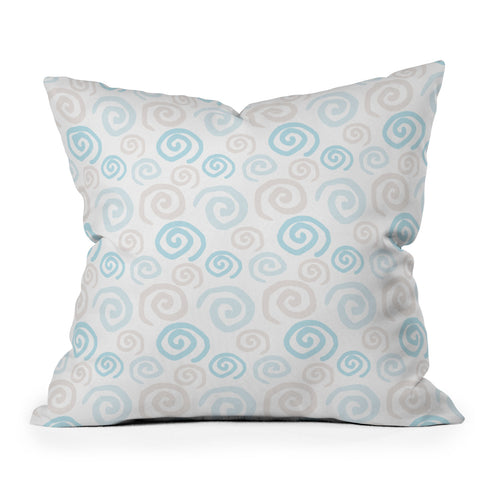 Avenie Swirl Pattern Blue and Gray Outdoor Throw Pillow
