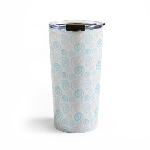 Avenie Swirl Pattern Blue and Gray Travel Mug